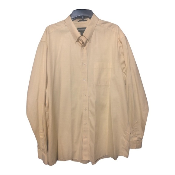 Eddie Bauer Mens Dress Shirt XLarge Bleu Striped Checker Long Sleeve Button Up - Picture 1 of 8